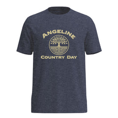 Angeline Country Day - Classic Logo Heathered Navy Blue Short Sleeve Tee