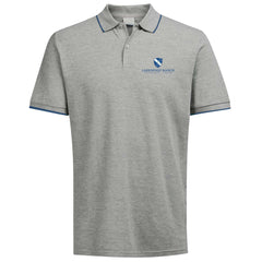 Polo de piqué gris para adultos Lakewood Ranch Prep High School con detalles en azul